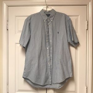 Ralph Lauren XL BUTTON UP SHORT SLEEVE BLUE PLAID